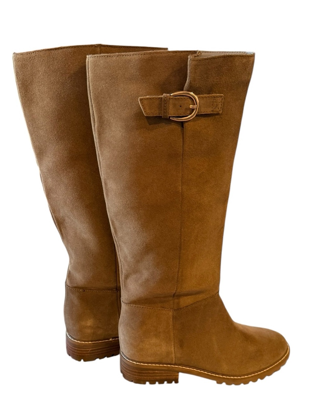 Steve Madden Leary Tan Suede Knee High Boots Size 8W Wide Calf